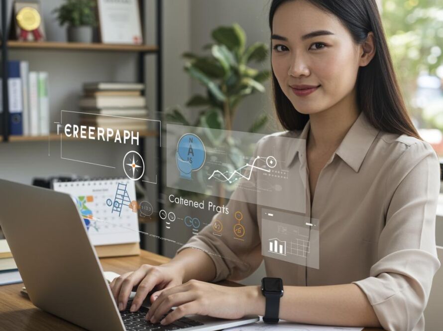 Create a featured image for a post about: Career path planning guide