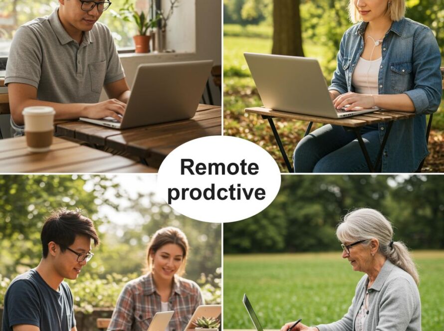 Create a featured image for a post about: Remote work productivity tips