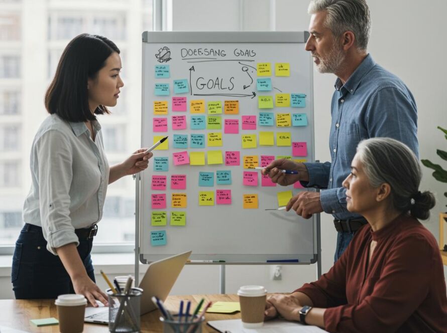 Create a featured image for a post about: Professional goal setting