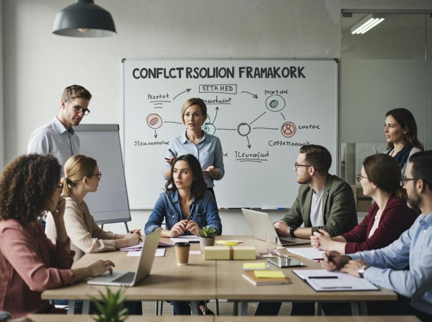 Create a featured image for a post about: Conflict resolution framework