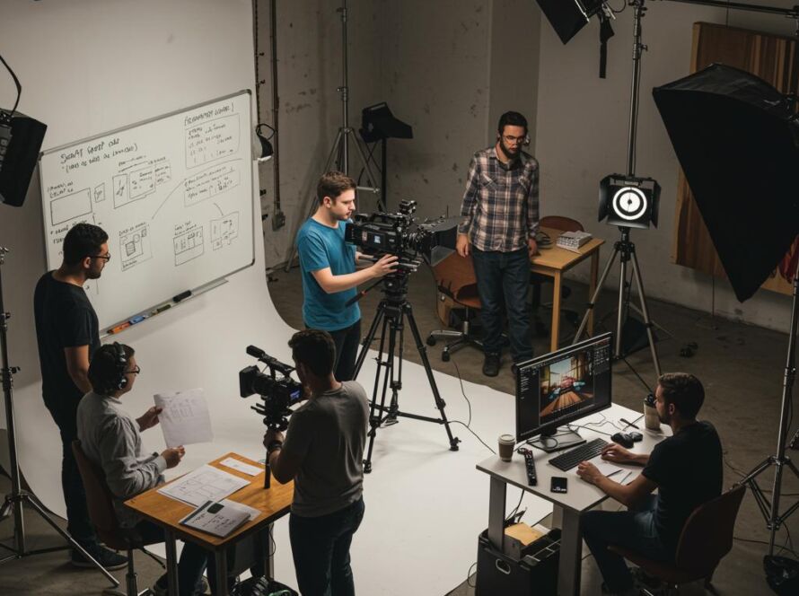 Create a featured image for a post about: Media production process