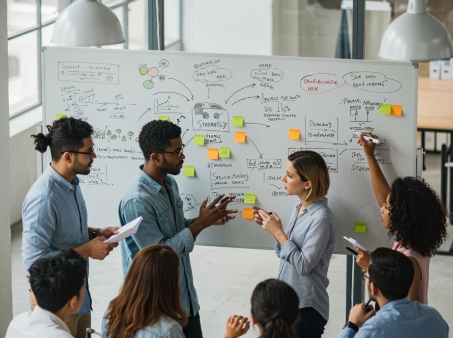 Create a featured image for a post about: Team strategy development