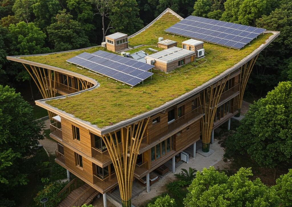 Create a featured image for a post about: Sustainable building design