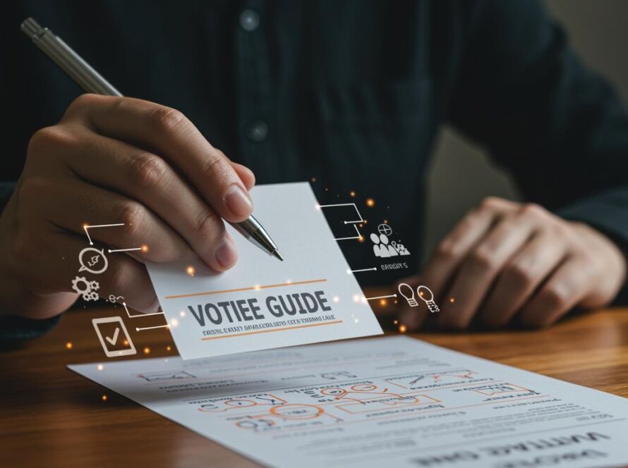 Create a featured image for a post about: Voting guide structure