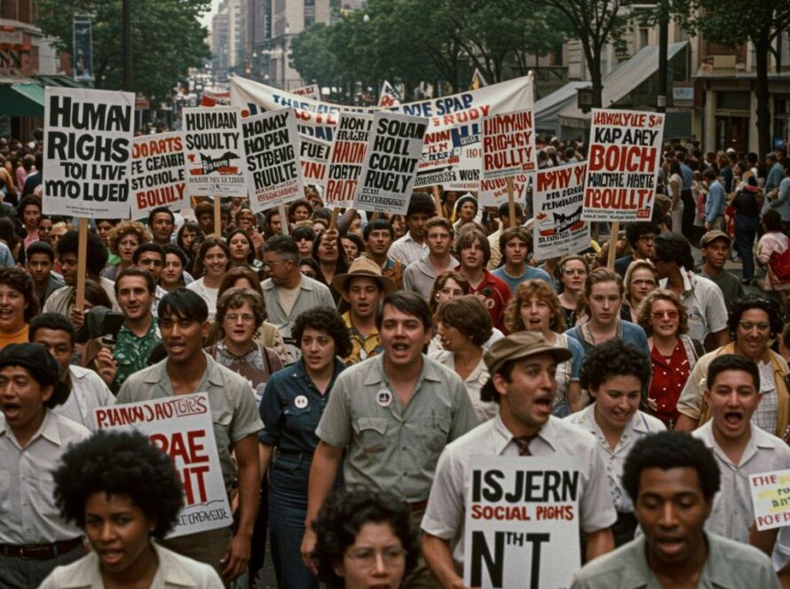 Create a featured image for a post about: Social movement history