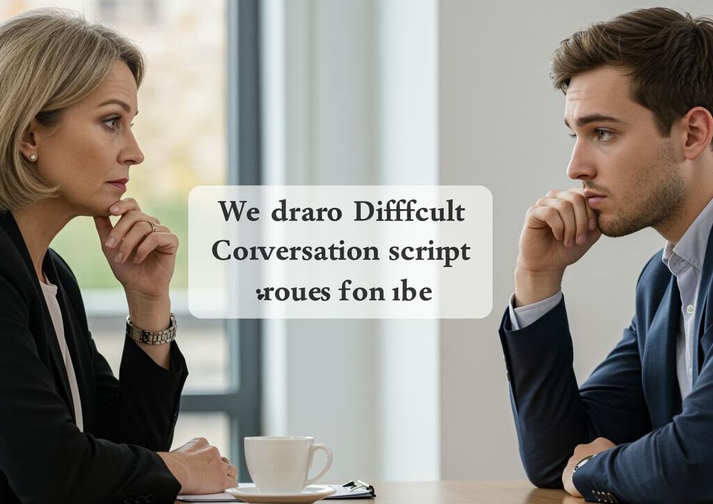 Create a featured image for a post about: Difficult conversation script