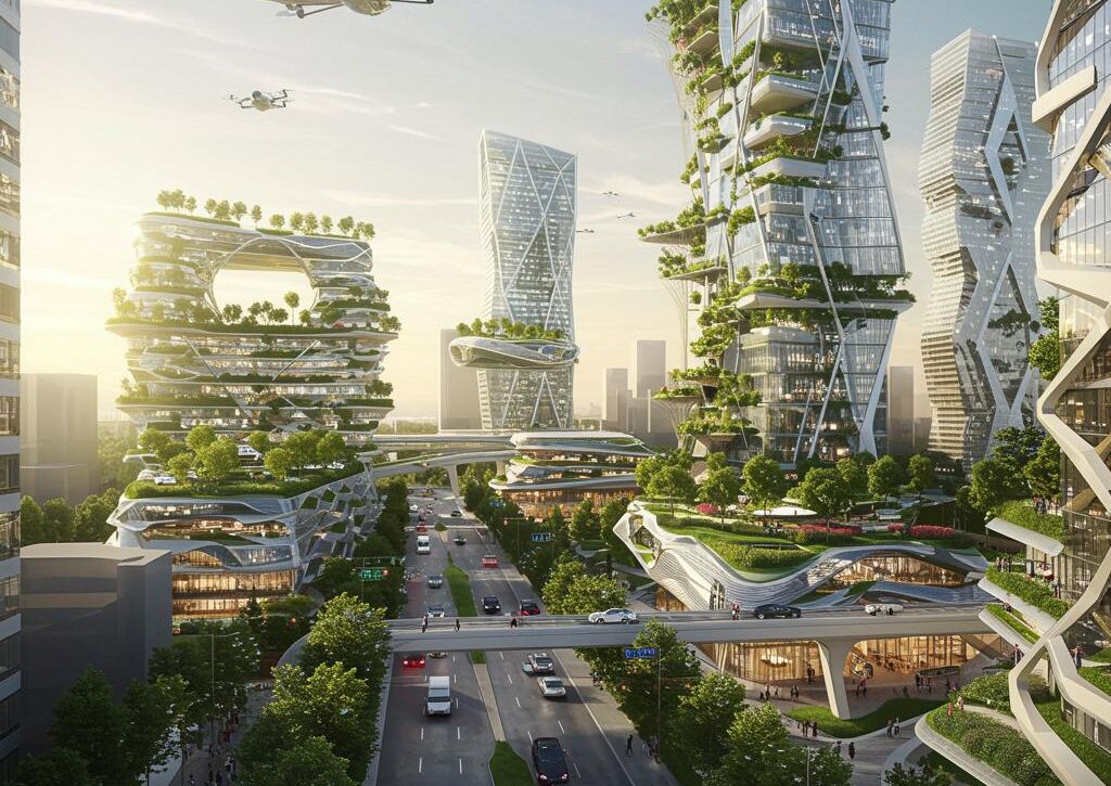Create a featured image for a post about: Future city planning