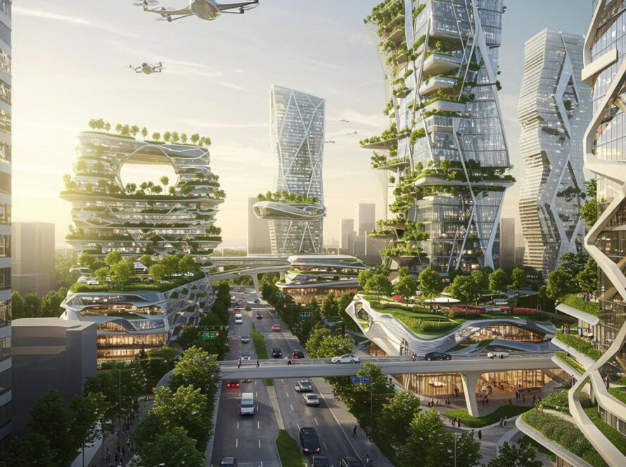 Create a featured image for a post about: Future city planning