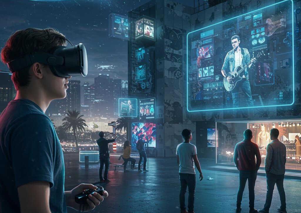 Create a featured image for a post about: Future of entertainment trends