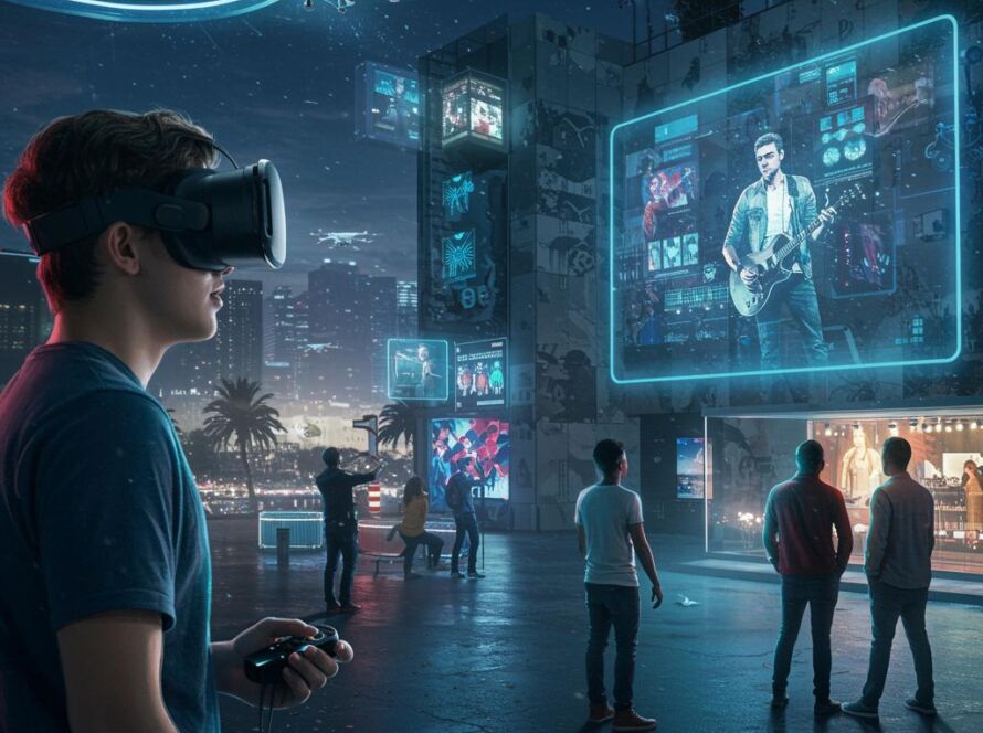 Create a featured image for a post about: Future of entertainment trends