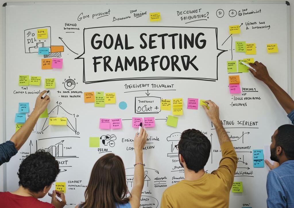 Create a featured image for a post about: Goal setting framework