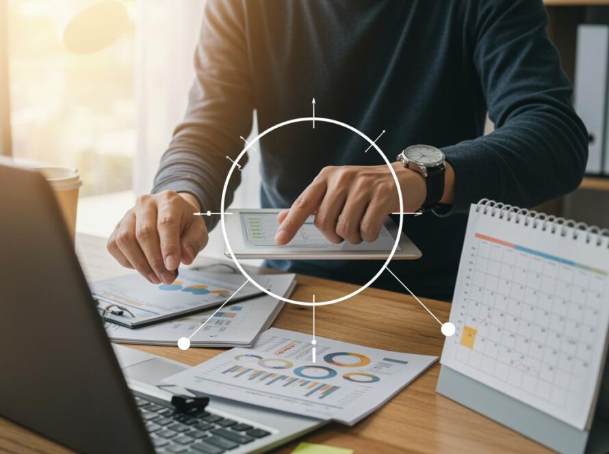 Create a featured image for a post about: Time management system