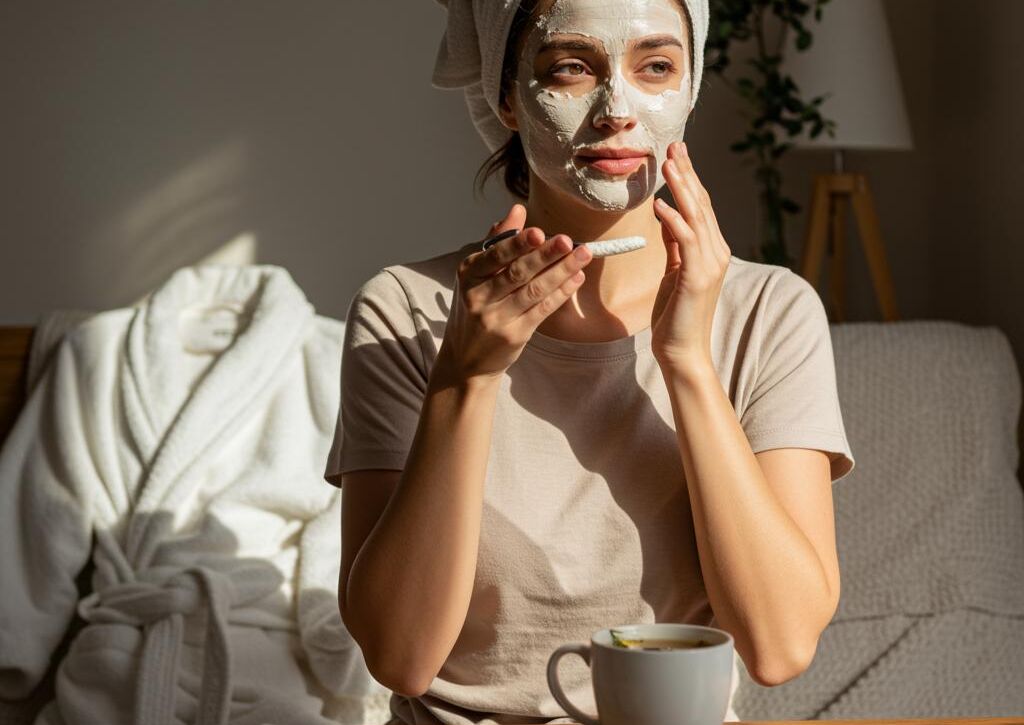 Create a featured image for a post about: Self-care routine development