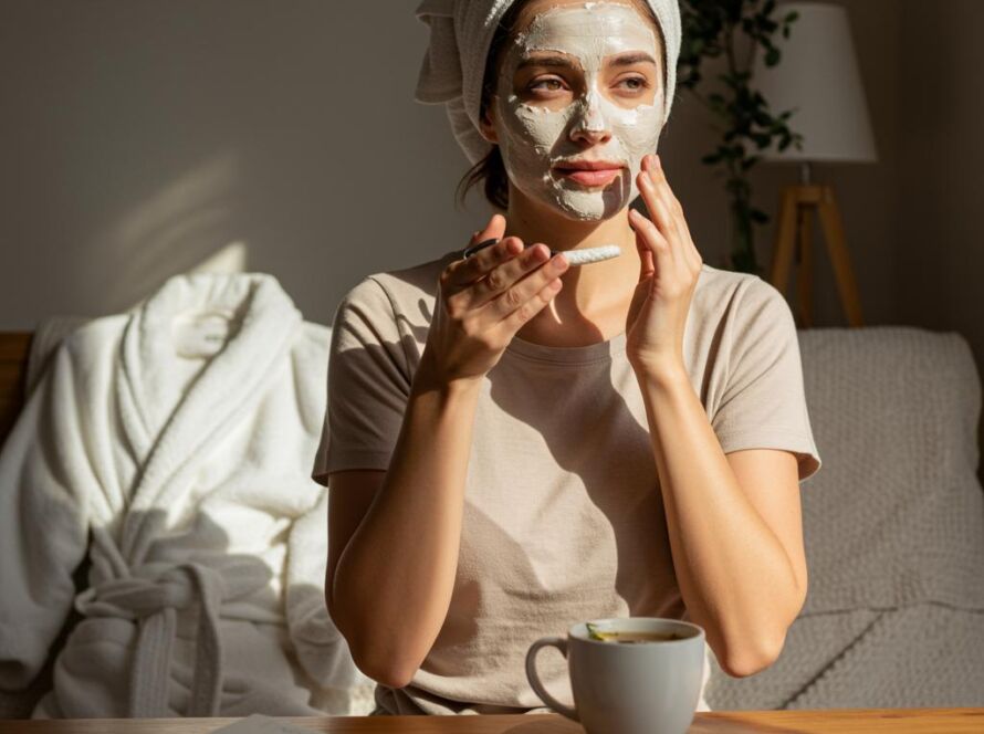 Create a featured image for a post about: Self-care routine development
