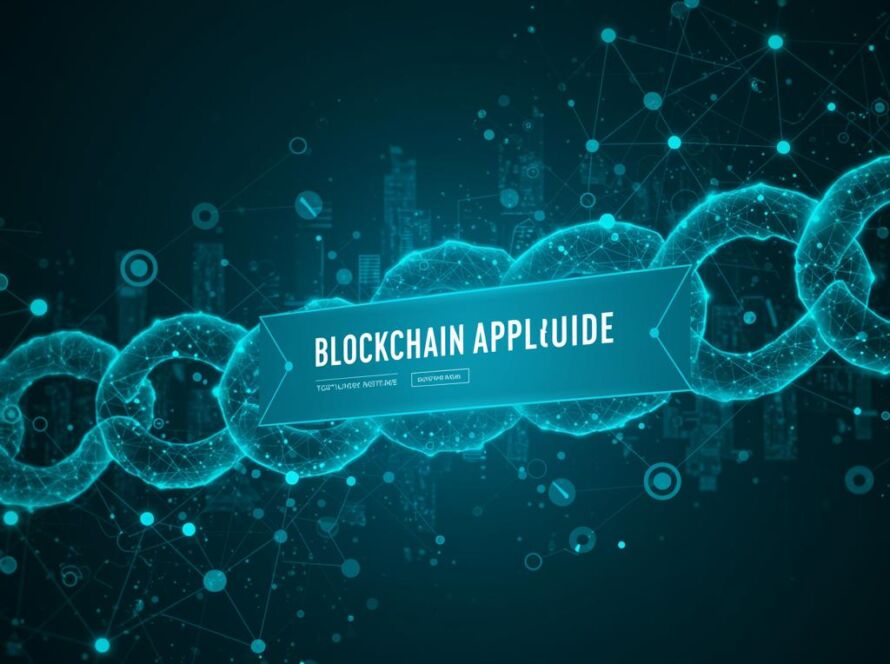 Create a featured image for a post about: Blockchain application guide