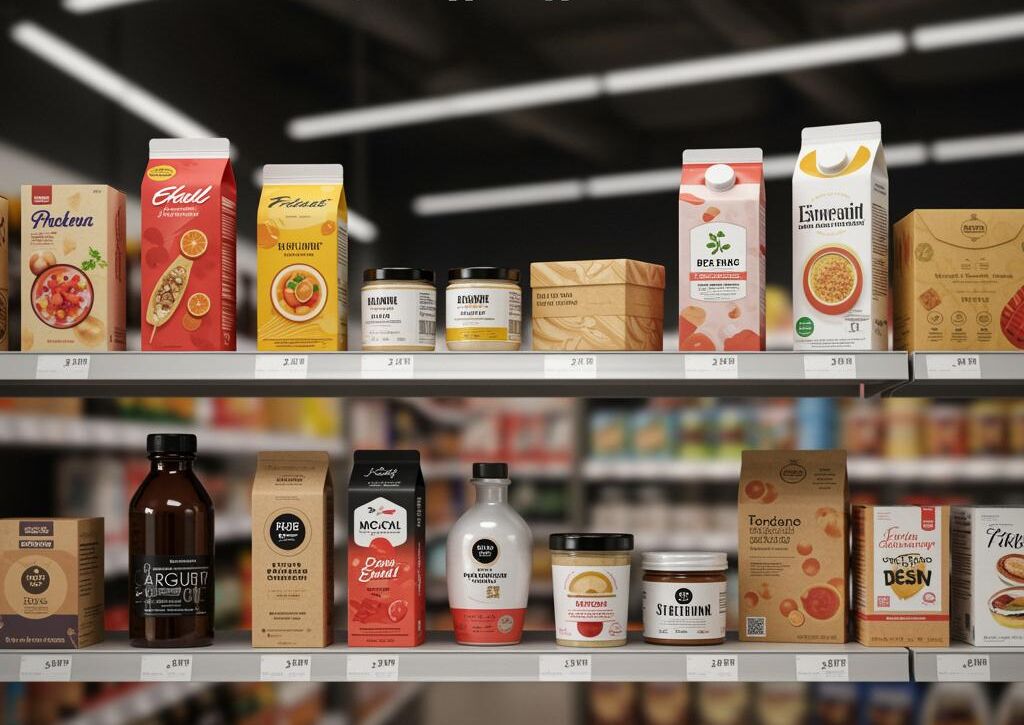 Create a featured image for a post about: Packaging design generator shelf appeal