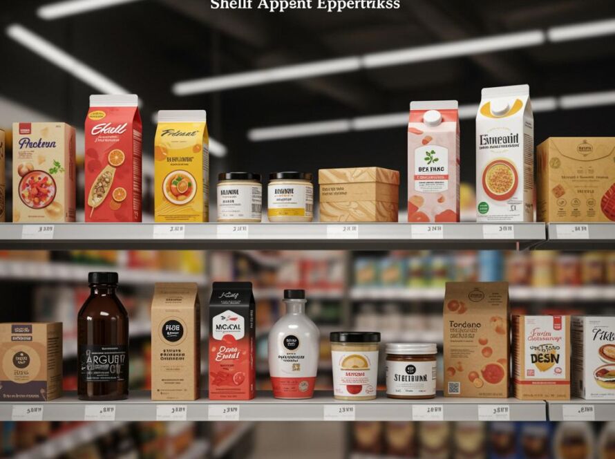 Create a featured image for a post about: Packaging design generator shelf appeal