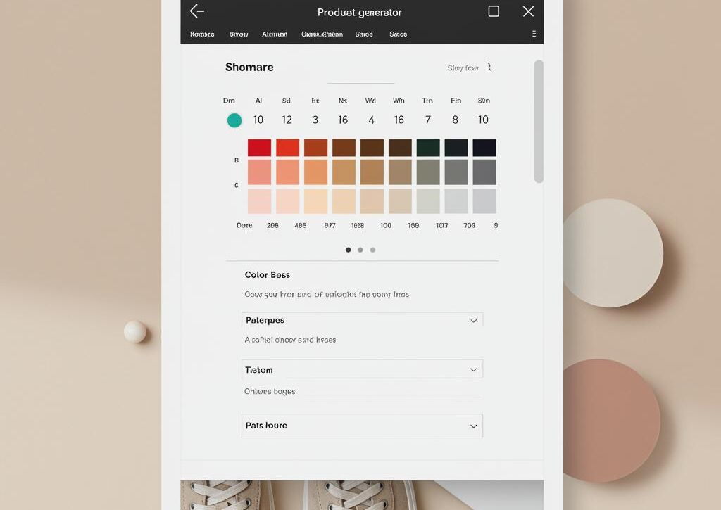 Create a featured image for a post about: Product variant generator color and material options