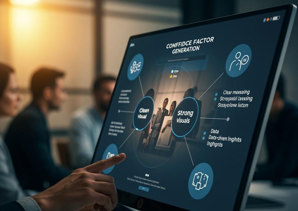 Create a featured image for a post about: Investor presentation generator confidence factors