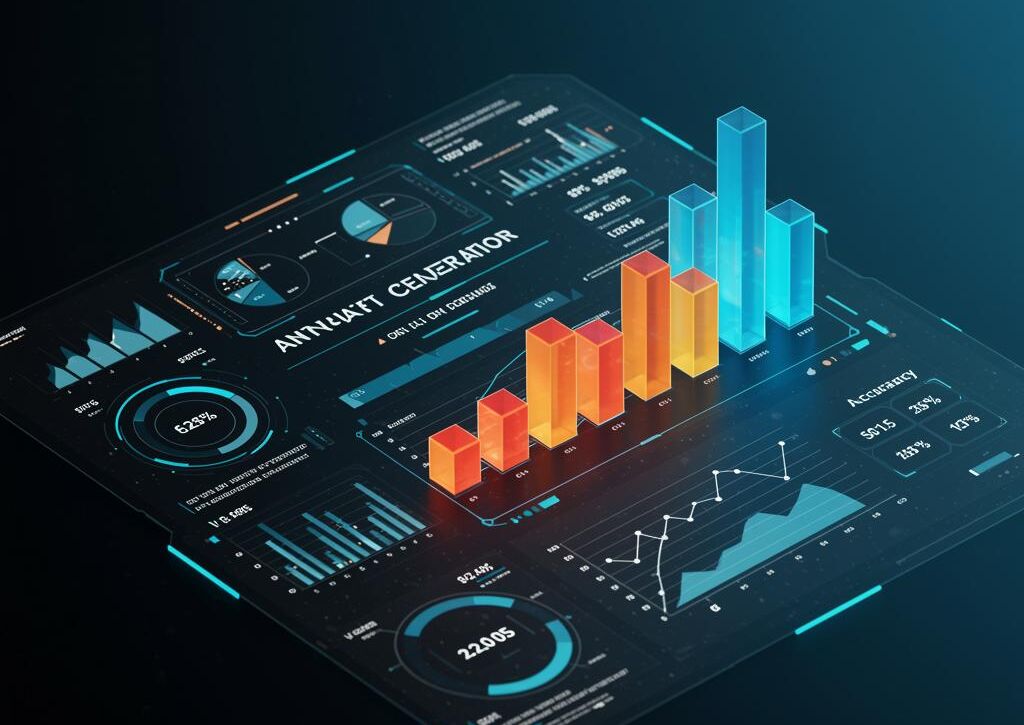 Create a featured image for a post about: Annual report generator performance visualization