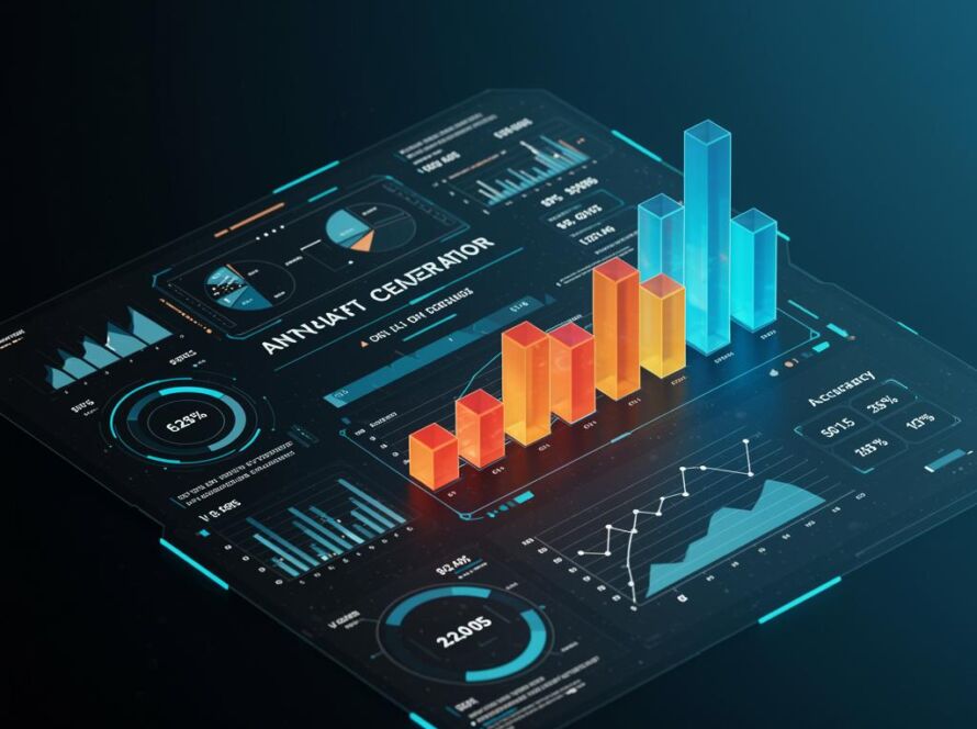Create a featured image for a post about: Annual report generator performance visualization