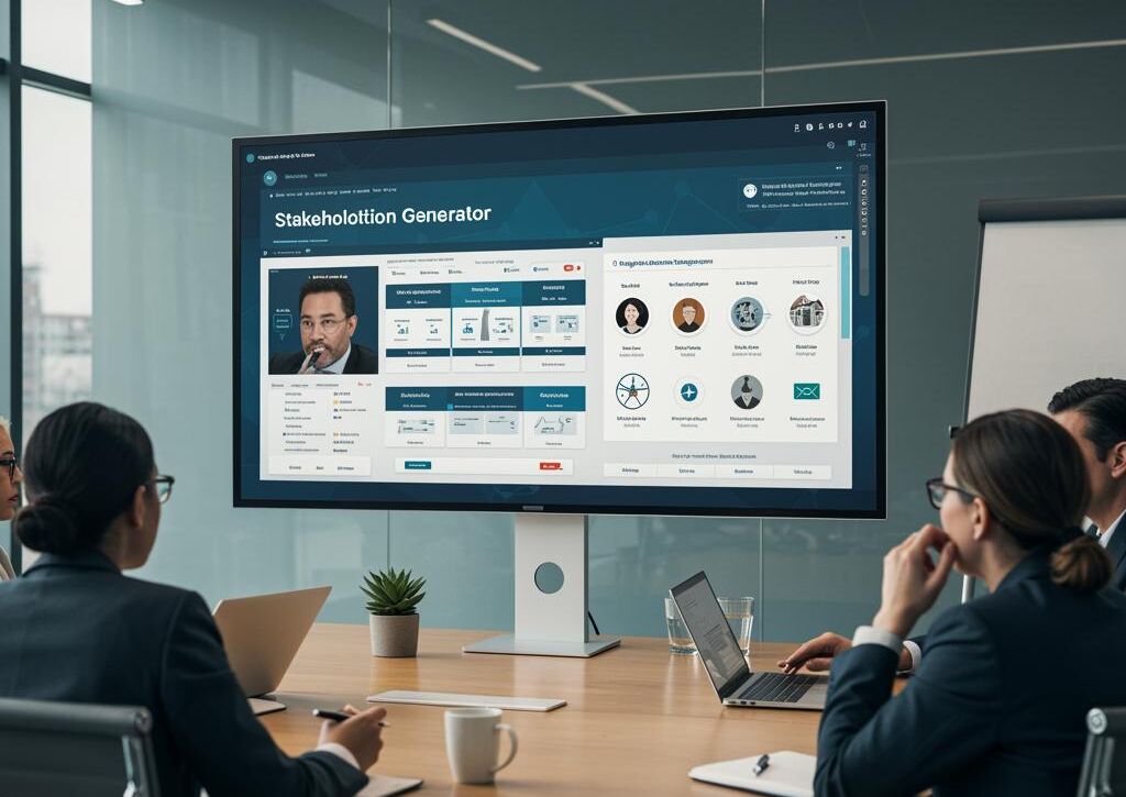 Create a featured image for a post about: Stakeholder communication generator targeted messaging