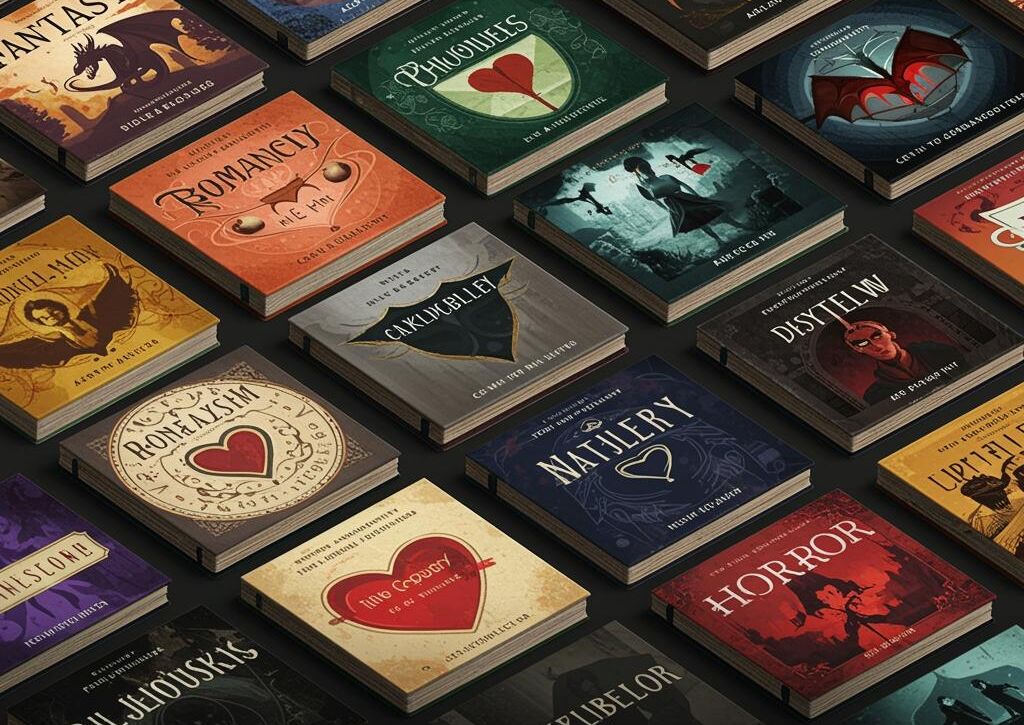Create a featured image for a post about: Book cover generator genre expectations