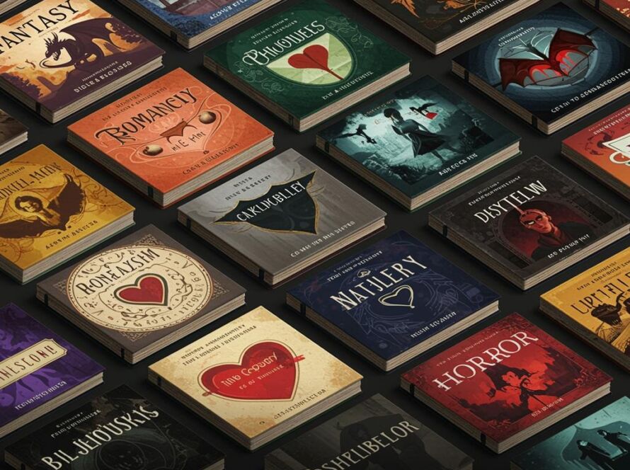 Create a featured image for a post about: Book cover generator genre expectations