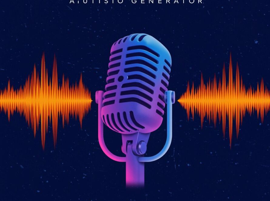 Create a featured image for a post about: Podcast cover generator audio identity