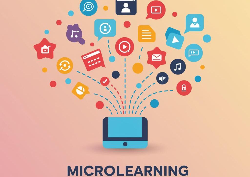 Create a featured image for a post about: Microlearning generator bite-sized visualization