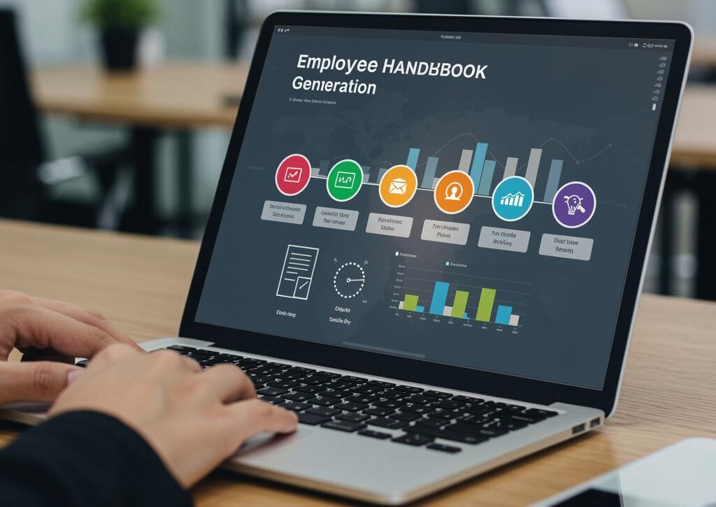 Create a featured image for a post about: Employee handbook generator policy visualization