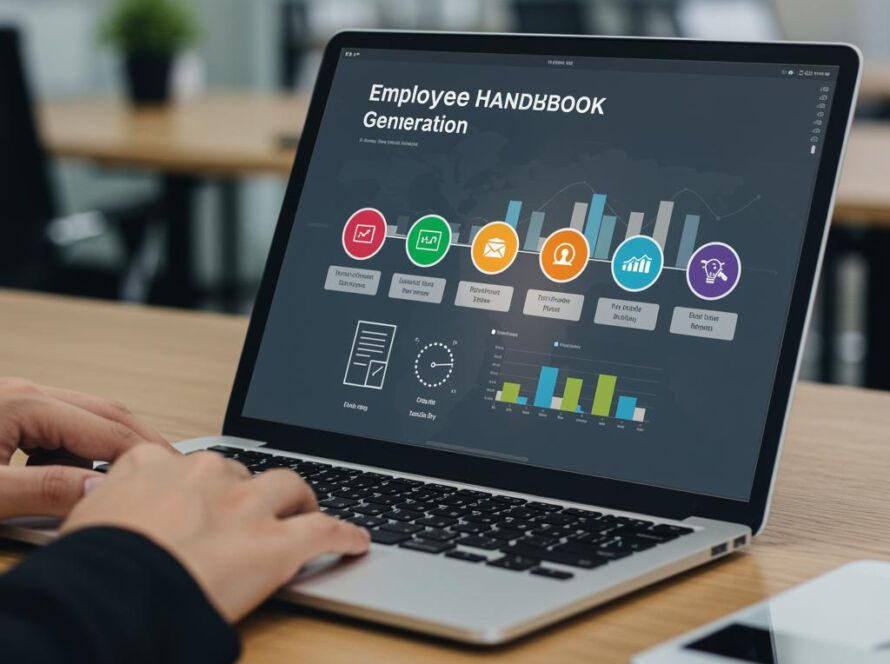 Create a featured image for a post about: Employee handbook generator policy visualization
