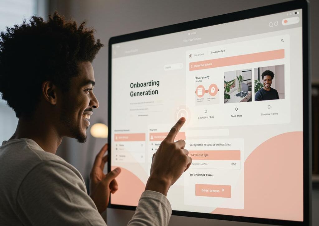 Create a featured image for a post about: Onboarding material generator welcome experience