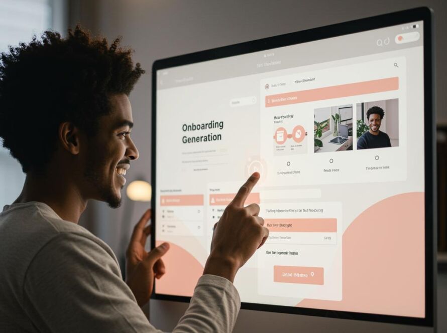 Create a featured image for a post about: Onboarding material generator welcome experience