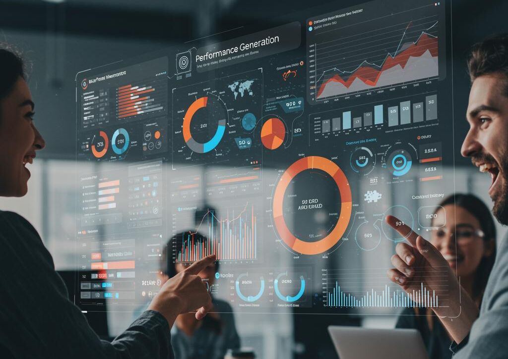 Create a featured image for a post about: Performance metric generator achievement visualization