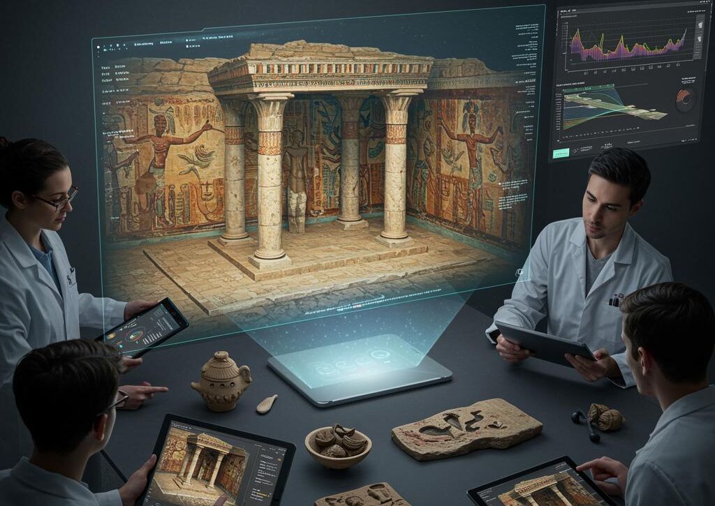 Create a featured image for a post about: Archaeological reconstruction generator evidence-based