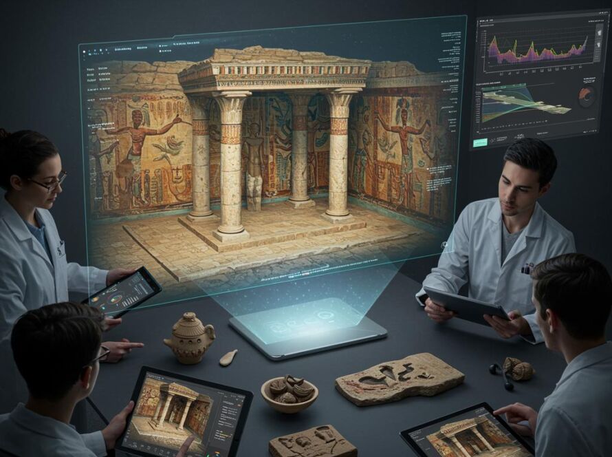 Create a featured image for a post about: Archaeological reconstruction generator evidence-based