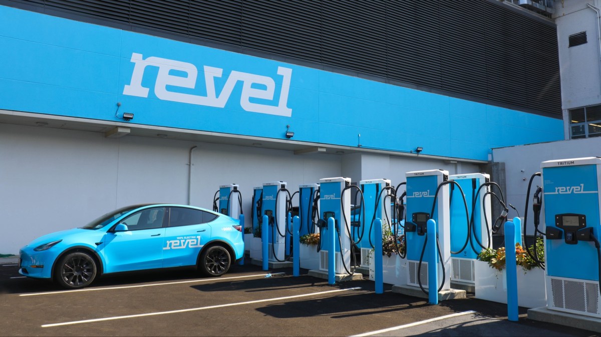 Revel-branded Tesla Model Y at revel superhub fast charging station