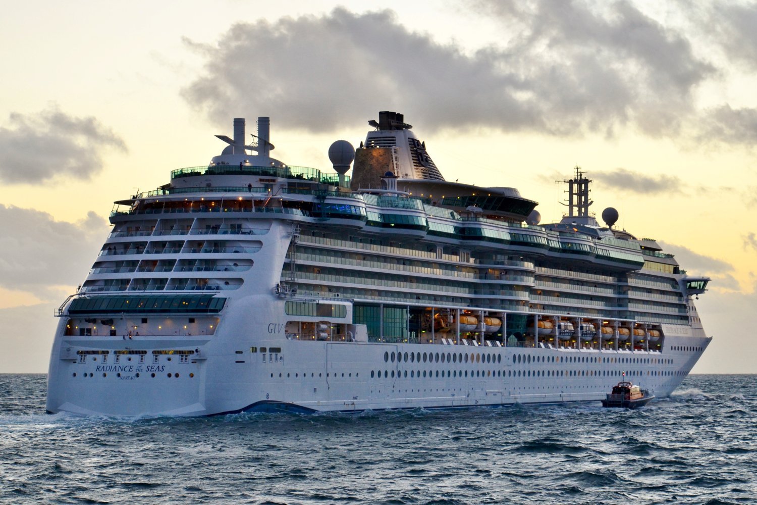 The cruise ship Radiance of the Seas departing from Fremantle Harbour, Western Australia, in 2015.