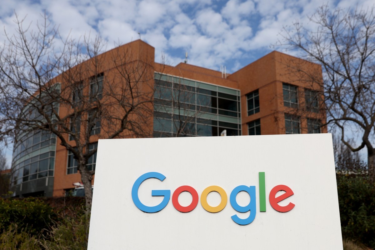 Google sign in front of building