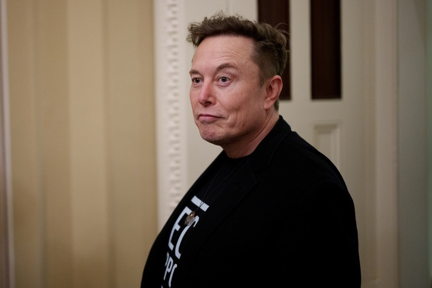 Elon Musk departs the U.S. Capitol Building after meeting with Republican lawmakers on March 5, 2025 in Washington, DC.