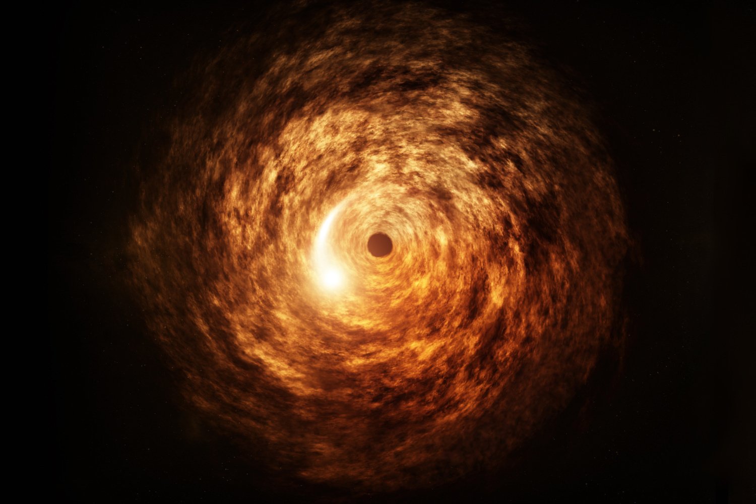 An artist's concept of a supermassive black hole flaring.