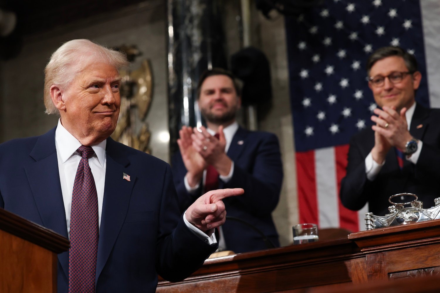 U.S. President Donald Trump addresses a joint session of Congress at the U.S. Capitol on March 04, 2025 in Washington, DC