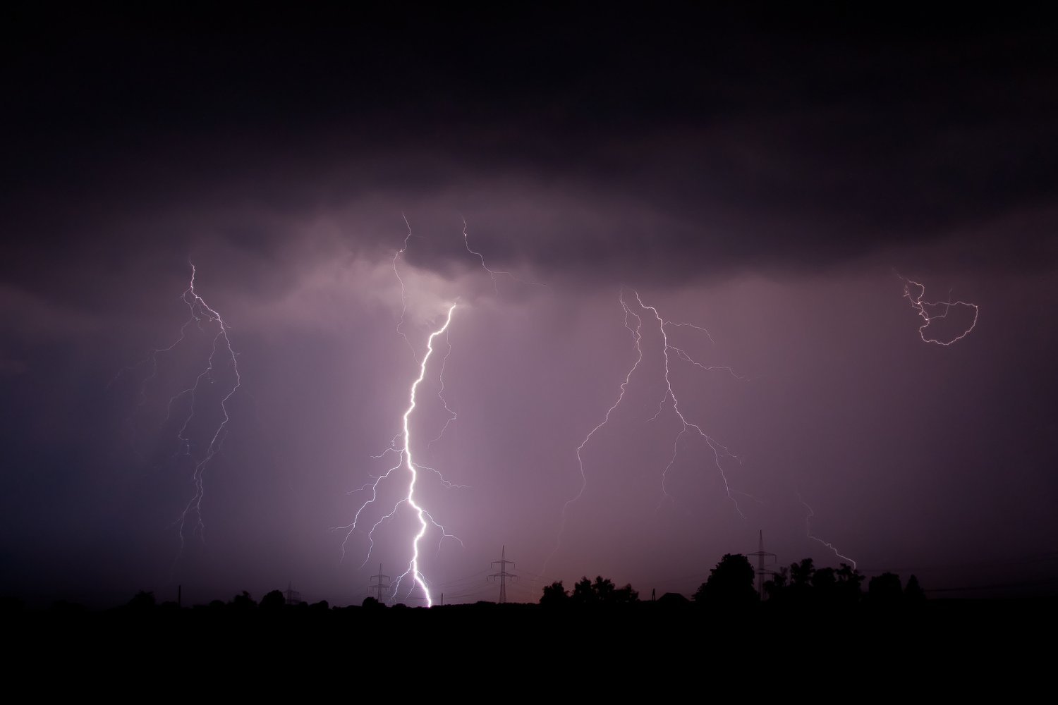 Lightning bolts during a storm in Germany.