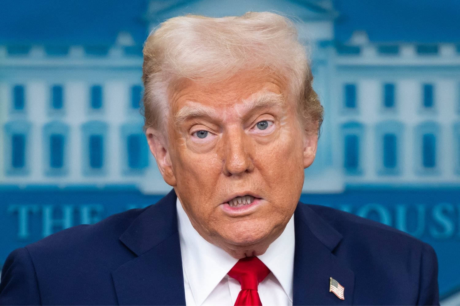 President Donald Trump speaking at a White House press briefing on January 20 2025.