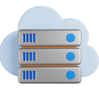 An abstract cloud with server stacks symbolizing scalable and secure cloud server solutions.