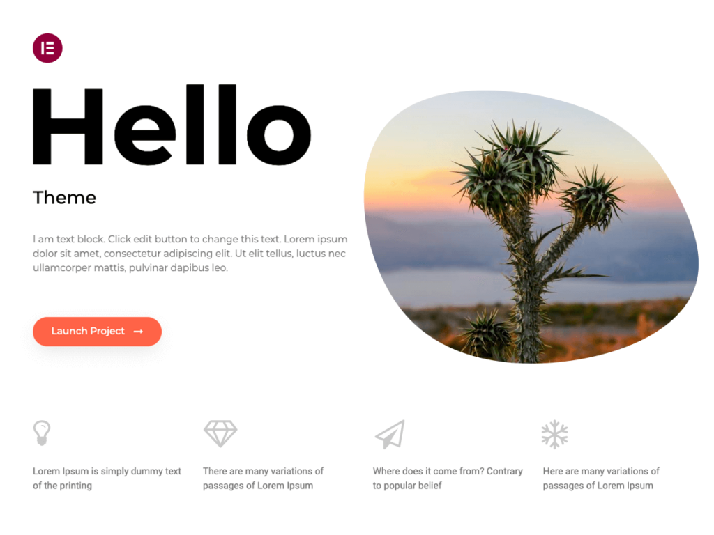 Hello Elementor WordPress Theme blank canvas