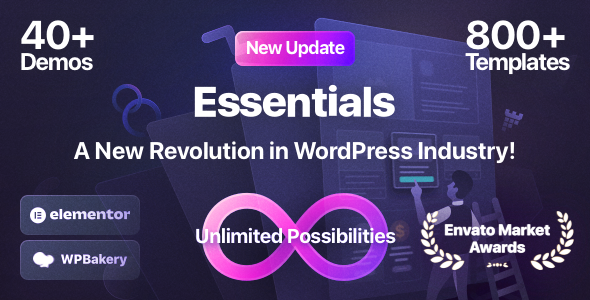 Essentials WordPress Theme with pre-built templates