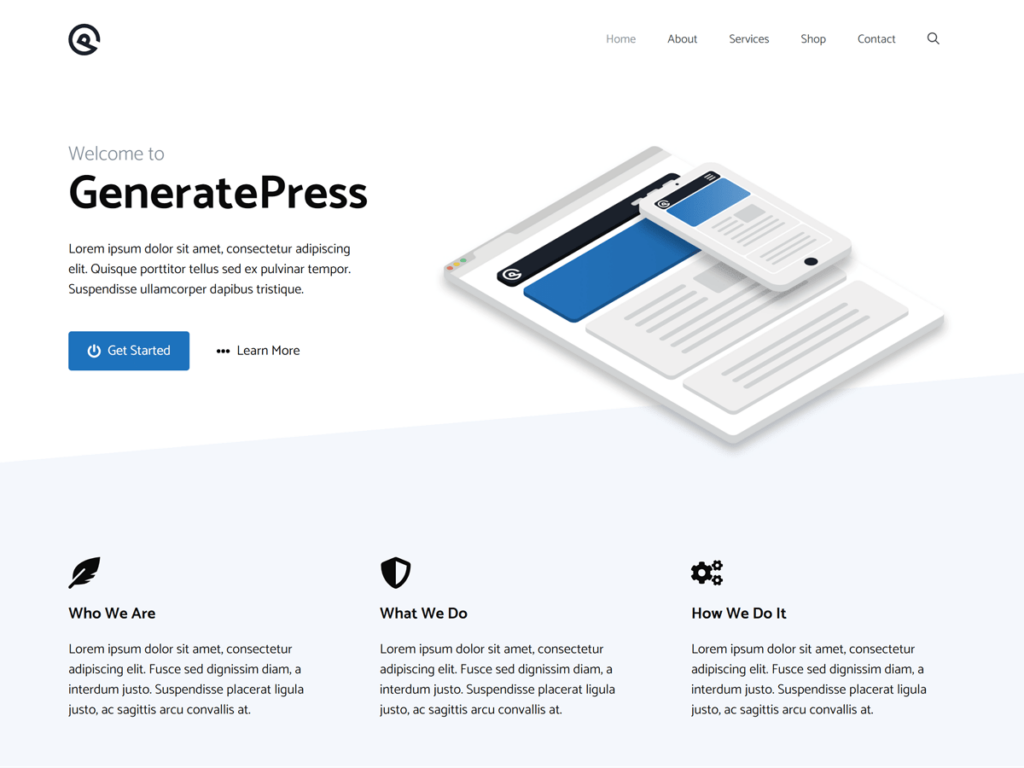 GeneratePress WordPress Theme minimalist design