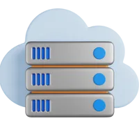 An abstract cloud with server stacks symbolizing scalable and secure cloud server solutions.